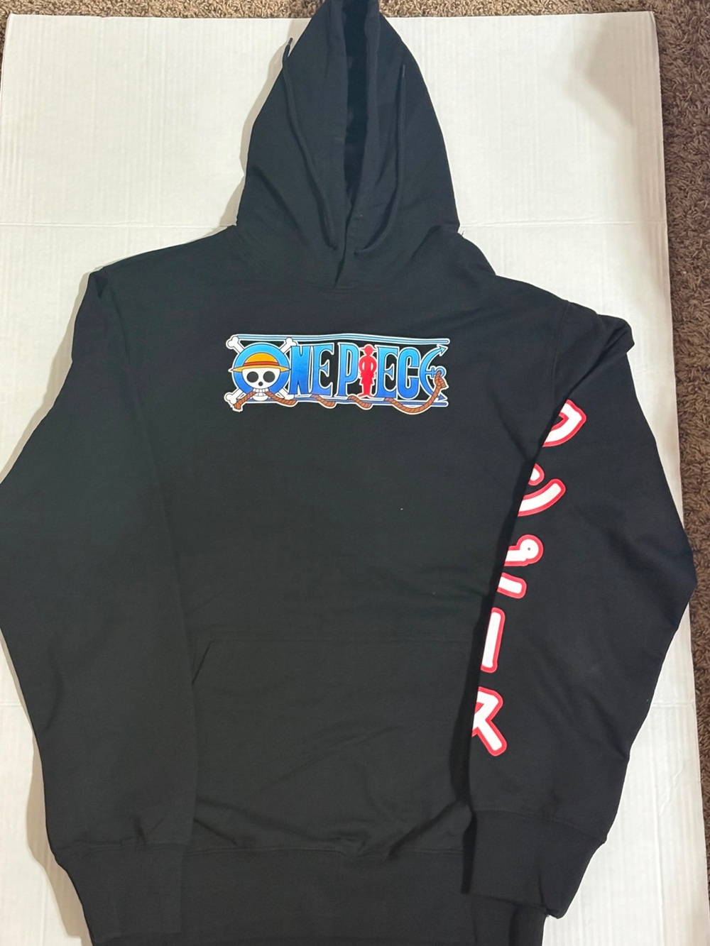 One Piece Men's Black Zip-Up Hoodie with Logo
